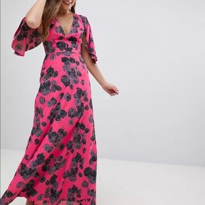 ISO ASOS Bright Floral Ruffle Maxi Dress